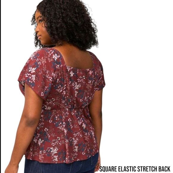 TORRID NEW Plus Size Challis Sweetheart Neck Short Sleeve Peplum Top 3X - Picture 7 of 16